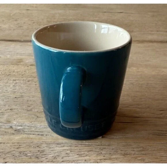 Le Creuset Stoneware Set of 6 3 oz London Espresso Mugs Deep Teal Blue NEW - Picture 9 of 9